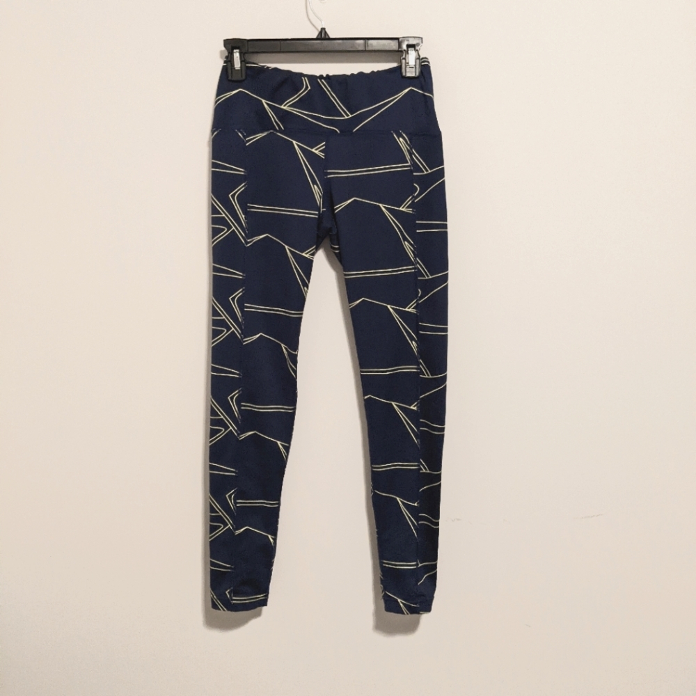 Oiselle blue yellow geometric leggings size 6